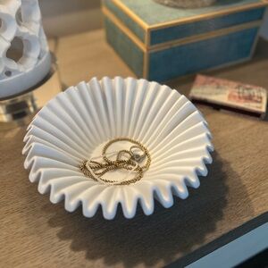 Elegant White Ceramic Rippled Bowl